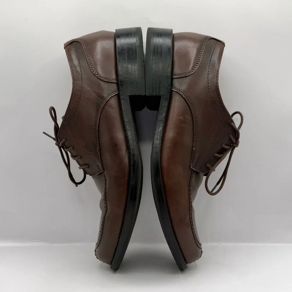 GH Bass Mens Stuart Brown Leather 3 Eye Lace Up Oxford Dress Shoes Size 10.5 M